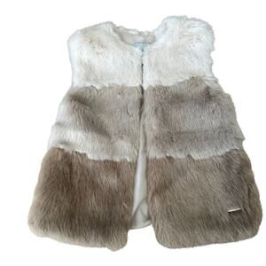 NWT Mayoral Girl Faux Fur Vest Cream, Beige 122cm/7